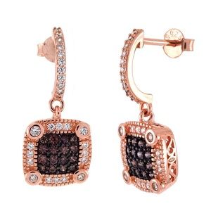 925 Sterling Silver Rose Gold Overlay Stud Earring